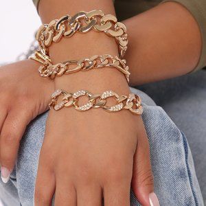 Strongest Link Chain Bracelet Set - Gold